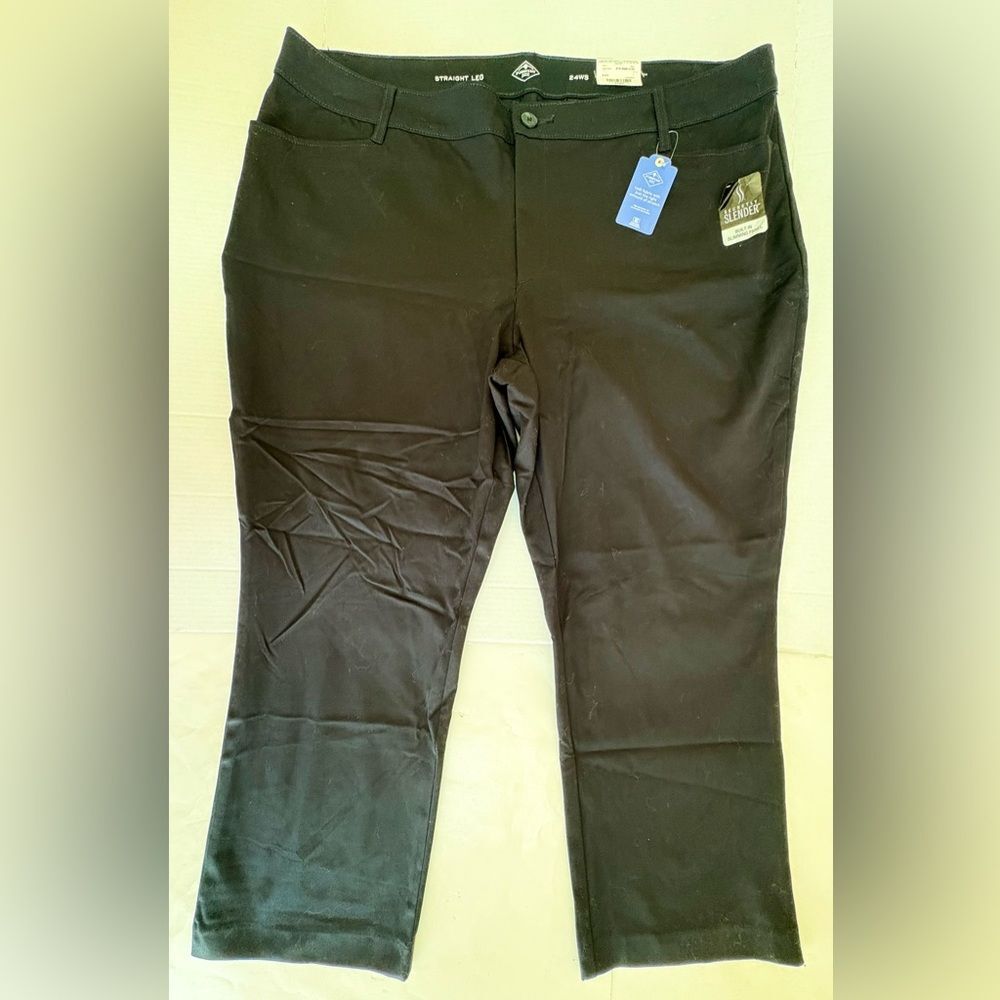 NWT Plus Ladies St. Johns Bay Black Mid Rise Straight Pants Size 24WS